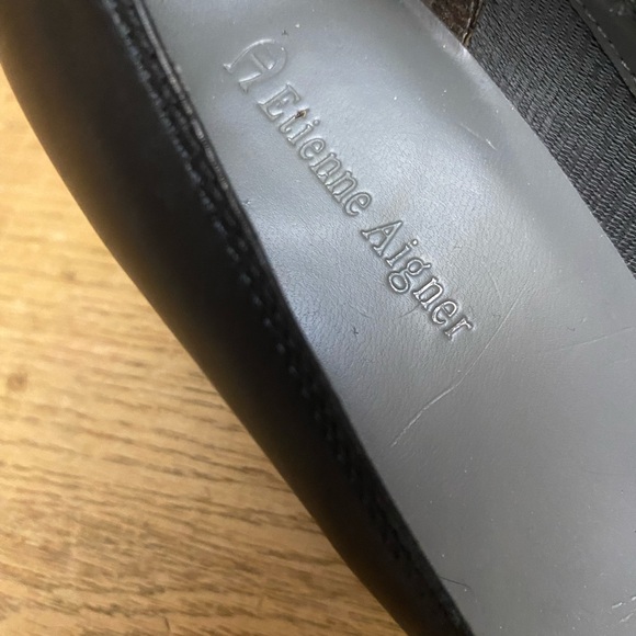 Etienne Aigner Omaha Vintage Black Leather Kitten Heels Shoes Work Wear - Picture 6 of 10